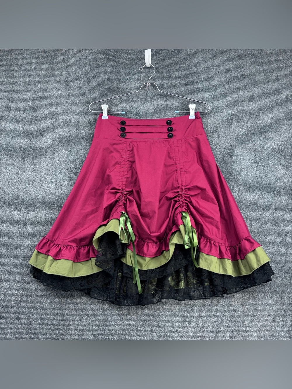 Maroon Steampunk Witchygoth Lolita Pirate Fairygoth Skirt Adj Bustle Women’s S
